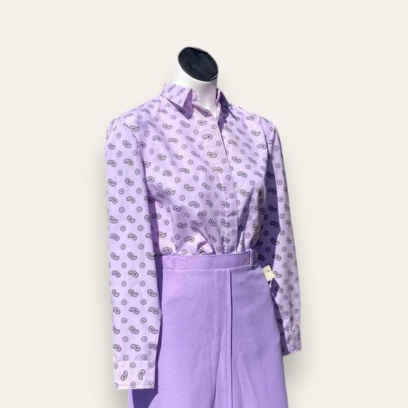 VTG professional Light purple button up with black Paisley and floral print - Picture 1 of 6